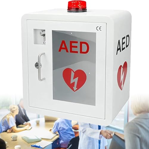 AED-Erste-Hilfe-Schrank, AED-Schrank, Erste-Hilfe-AED-Defibrillator-Wandschrank mit Schlüssel und Alarm, Design mit abgerundeten Ecken, for Zuhause, Krankenhaus von YKMYXZ