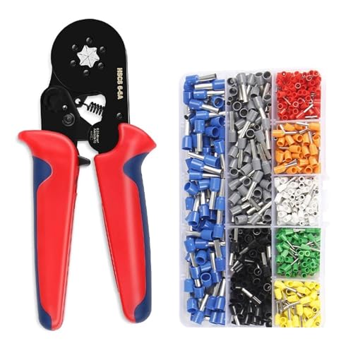 Crimpzange, Aderendhülsen-Set, 0,25–10 mm², selbsteinstellende Ratschen-Draht-Crimpzange, Crimpzangen-Set, Rohrklemmen, Klemmwerkzeug von YKMYXZ