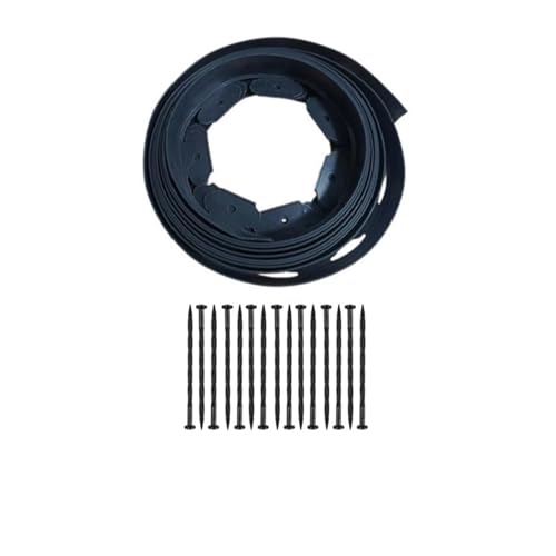 Gartenumrandung Ideen for Gartenzäune, 5 m feste Gartenbarriere, Rasengras, Kunststoff-Einfassung, Landschaftseinfassung, Gartenkanten-Set mit 15 Verankerungen(Black) von YKMYXZ