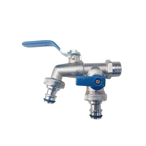 Gewindeanschluss, 1Pc Garten Schlauch Wasserhahn Adapter 1/2'' IBC Wassertank Anschluss 2-Weg 1-Weg Bewässerung Messing Tap Joint(E 1pcs) von YKMYXZ