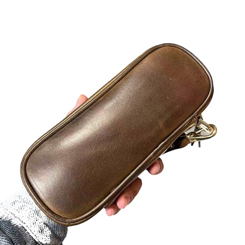 Pfeifentasche, Head Layer Pfeifentasche aus Rindsleder – Ledertabaktasche for 2 Pfeifen Reisepfeifenetui Beutelhalter(Green) von YKMYXZ