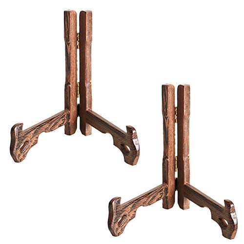 Plattenständer， Displayständer 2 Stück Holzstaffeleien Teller- und Halter Display- Klappdisplay Schüssel(6inch) von YKMYXZ