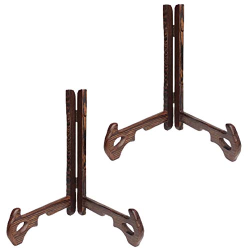 Plattenständer， Displayständer 2er-Set Display-Snd-Halter aus Massivholz, Holzstaffelei mit Scharnier, faltbare Staffeleiplatte Snd-Halter Display-Snds(5inch) von YKMYXZ