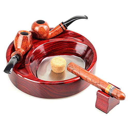 Rauchpfeifenhalter, Drei-in-eins-Zigarrenständer, rund, Pfeifenständer aus Palisanderholz, Zubehör for Rauchpfeifen Holz, Geschenke for Männer von YKMYXZ