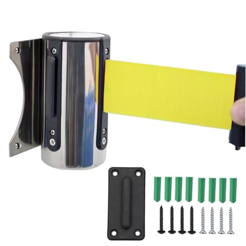 Seilabsperrung, An der Wand montierte gelbe Sicherheitsgurt-Seilbarriere mit Edelstahlhalterung, 2/3/5/10 m, einziehbare Barriere for den Innen- und Außenbereich(2M/6.5FT) von YKMYXZ