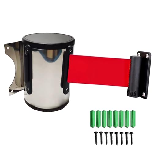 Seilabsperrung, Feste Wandmontage, einziehbares Warteschlangenseil, Absperrgurt mit 32 Fuß rotem Gurtgriff selbstsichernder Schnalle Seilabsperrung, Feste Wandmontage, einziehbares Warteschlangenseil, Absperrgurt mit 32 Fuß rotem Gurtgriff selbstsichernder Schnalle von YKMYXZ