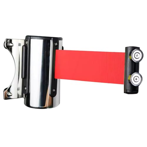 Seilabsperrung, Magnetische Wandhalterung, 2/3/5 m, roter Sicherheitsgurt mit Edelstahlgehäuse zur Kontrolle von Menschenmengen, Warteschlangenbarrieren, Linienteiler(3M/9.8FT) von YKMYXZ