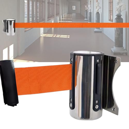 Seilabsperrung, Wandabsperrung zur Kontrolle von Menschenmengen, 2/3/5 m, an der Wand montierte Warteschlangen-Teiler mit langsam einziehbarem Nylonseilgurt(3M/9.8FT) von YKMYXZ