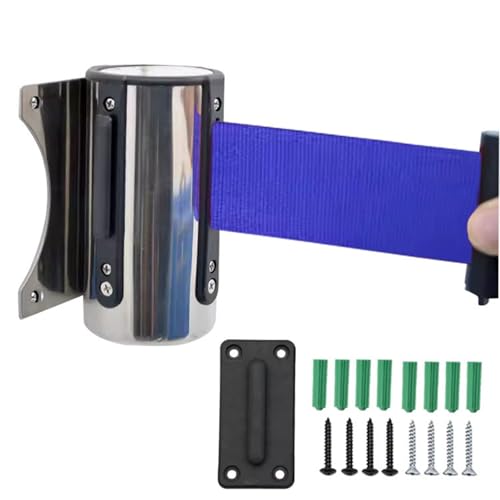 Seilabsperrung, Wandhalterung mit Zubehör 2/3/5/10 M Optionale einziehbare Blet-Farben Absperrungen zur Kontrolle von Menschenmengen for den Innen- und Außenbereich(A,2M/6.5FT) von YKMYXZ