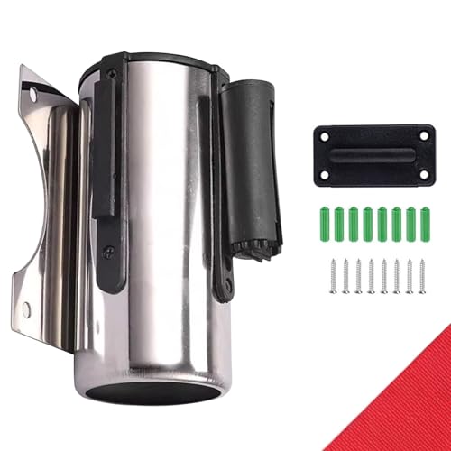 Seilabsperrung, Wandmontierte Absperrung zur Kontrolle von Menschenmengen, 2/3/5 m, Sie können die Riemenfarbe for im Lebensmittelgeschäft oder Stadion auswählen(Red,3M/9.8FT) von YKMYXZ