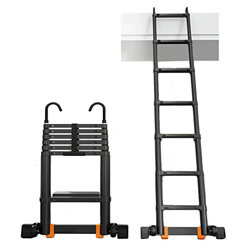 Stufenleitern， Mehrzweck-Ausziehleiter, Teleskopleiter aus Aluminium mit abnehmbarem Haken(5.9m/19ft) von YKMYXZ