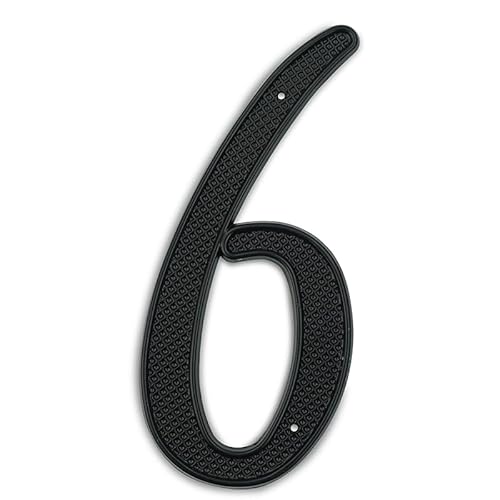 Tornummern, 1 Stück 101 mm Metall-Hausnummer, 10,2 cm, schwarze Zahlen aus Aluminiumlegierung, Türnummer, Briefkasten-Adressschild, Außenhausnummer #0–9(6) von YKMYXZ