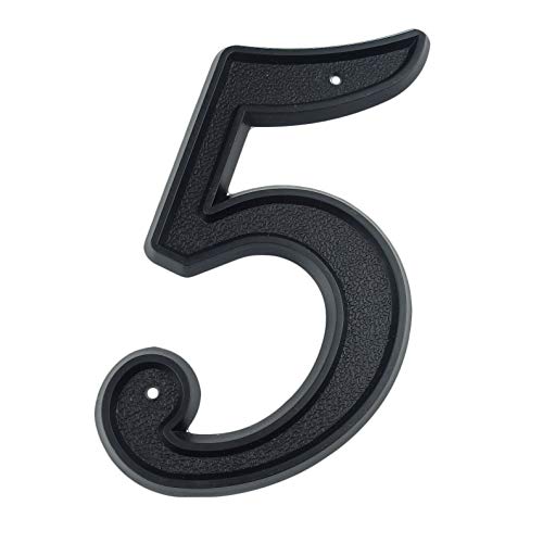 Tornummern, 1 Stück 139 mm große Hausnummer 5, Zoll schwarze ABS-Kunststoffnummern Türnummer Mailbox Adressschild Außenhausnummer #0-9(5) von YKMYXZ
