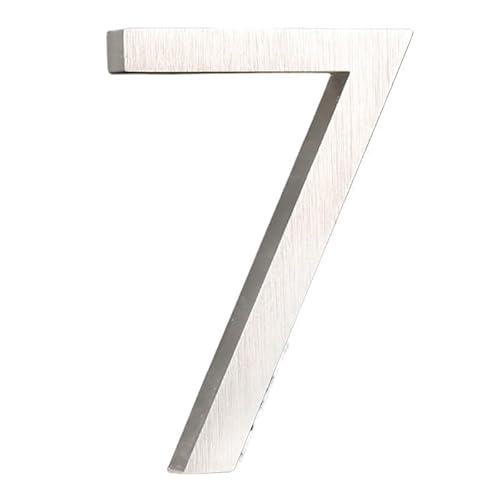 Tornummern, 1 Stück 152 mm schwimmende Hausnummer for den Außenbereich, 15,2 cm, silberfarbenes Metall, Adressschild for Wohnungstür, Nr. 0–9(7) von YKMYXZ