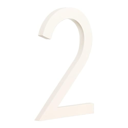 Tornummern, 1 Stück 152 mm schwimmende Hausnummer for den Außenbereich, 15,2 cm, weißes Metall, Adressschild, Wohnungstürschild Nr. 0–9(2) von YKMYXZ