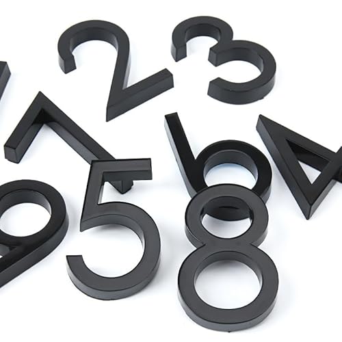 Tornummern, 1 Stück 60 mm Außenhausnummer, selbstklebende Zahlen for den Außenbereich, Türaufkleber, Briefkasten-Adressschild, 2,35 Zoll, 3D-Kunststoff, Nr. 0–9(Black,4) von YKMYXZ