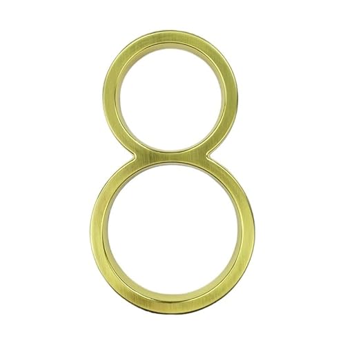 Tornummern, 125 mm schwimmende Hausnummer, 5 Zoll, goldene Zinklegierung, Zahlen und Buchstaben, Metall-Adressschild for Außentüren, Strich Nr. 0–9(8) von YKMYXZ