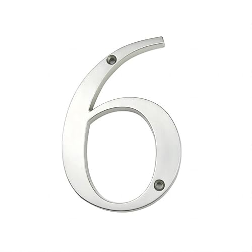 Tornummern, 1pc 101mm Metall Haus Nummer 4 zoll Silber Zink Legierung Moderne Zahlen Tür #0-9(6) von YKMYXZ