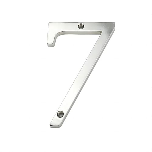 Tornummern, 1pc 101mm Metall Haus Nummer 4 zoll Silber Zink Legierung Moderne Zahlen Tür #0-9(7) von YKMYXZ
