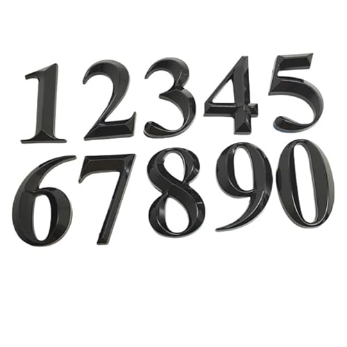 Tornummern, 5 cm schwarze Hausnummer aus Kunststoff, 0 bis 9, Türnummer, Türschild, Schubladenschild, Überzug, Hotel, Home, Aufkleber, Adresstür(9) von YKMYXZ
