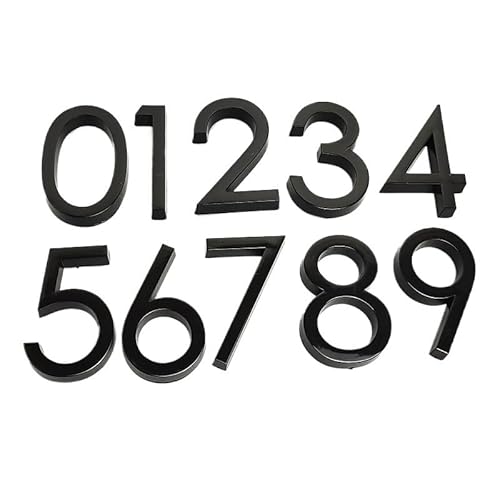 Tornummern, 58 mm schwarzer glänzender Türnummernaufkleber, selbstklebendes Hausnummernschild for Apartment, Hotel, Büro, Zimmer, Adressnummer, Türschild(2) von YKMYXZ