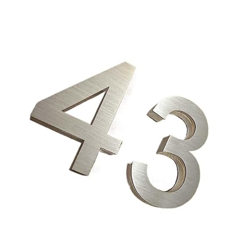 Tornummern, 75 mm Edelstahl-Zahlenaufkleber, transparent, selbstklebend, Metall-Hausnummern, Türschild, Zahlenschilder for 0 bis 9(9) von YKMYXZ