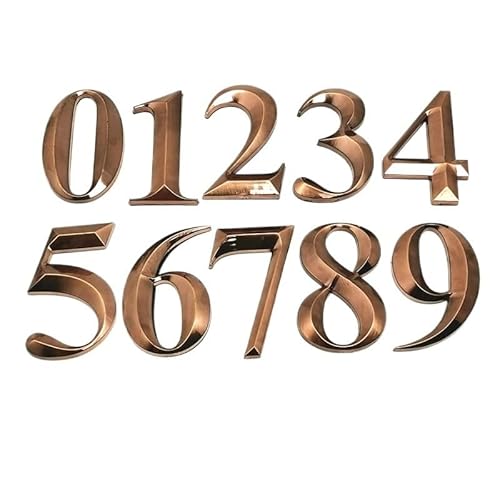 Tornummern, 7CM 0-9 Moderne Haustürnummer 3D Hotel Apartment Türnummer ABS-Kunststoff Rot Kupfer Bronze Namensschild(3) von YKMYXZ