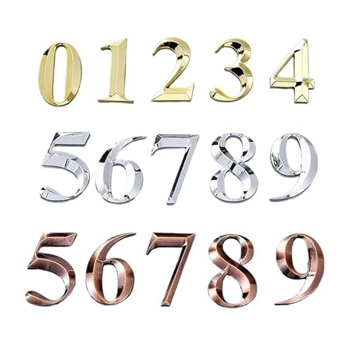Tornummern, Selbstklebende 3D-Hausnummer-Außenschild-Ziffern-Apartment-Hotel-Bürotür-Adressschild-Straßennummernaufkleber(Bronze,3) von YKMYXZ