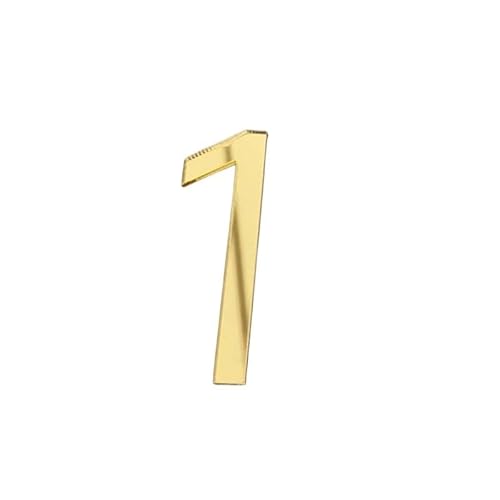 Tornummern, Selbstklebendes 3D-Türschild for den Außenbereich, Apartment, Hotelzimmer, Adresse, modernes Zuhause, Acryl, digitales kreatives Nummernschild(Gold,1) von YKMYXZ