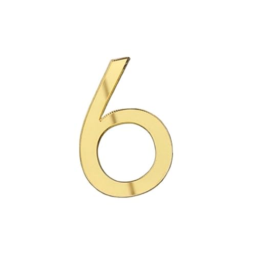 Tornummern, Selbstklebendes 3D-Türschild for den Außenbereich, Apartment, Hotelzimmer, Adresse, modernes Zuhause, Acryl, digitales kreatives Nummernschild(Gold,6) von YKMYXZ