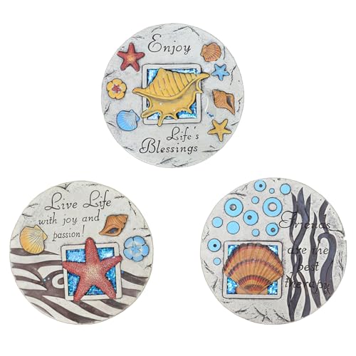 Wandkunst-Dekoration mit Muschelschalen und Seestern-Muster, mit Schnur, rutschfeste Pflastersteine ​​für Hinterhöfe, Wege und Landschaftsgestaltung(1 PACK) von YKMYXZ