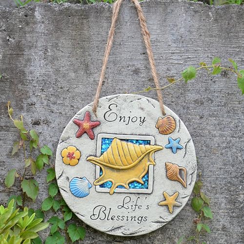 Wandkunst-Dekoration mit Muschelschalen und Seestern-Muster, mit Schnur, rutschfeste Pflastersteine ​​für Hinterhöfe, Wege und Landschaftsgestaltung(Conch) von YKMYXZ