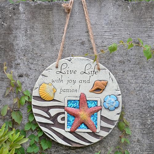 Wandkunst-Dekoration mit Muschelschalen und Seestern-Muster, mit Schnur, rutschfeste Pflastersteine ​​für Hinterhöfe, Wege und Landschaftsgestaltung(Starfish) von YKMYXZ