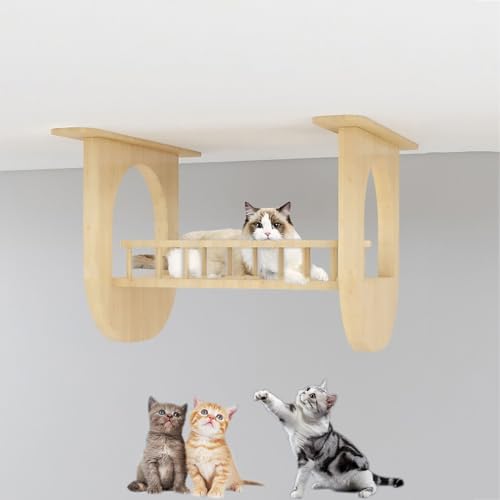 Wandmontierter Katzenkletterrahmen aus Massivholz for den Innenbereich, freie Kombination aus Lufthängebrücke und Sprungplattform(S8) von YKMYXZ