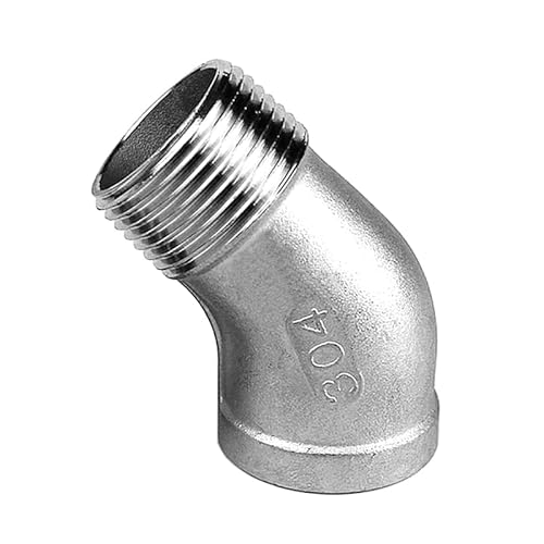 YKMYXZ， 1PC 1/4 3/8 1/2 3/4 1 1-1/4 1-1/2 2 BSP Weiblich zu Männlich 45 Grad Ellenbogen stecker Koppler 304 Edelstahl Rohr Fitting(1 1/2") von YKMYXZ