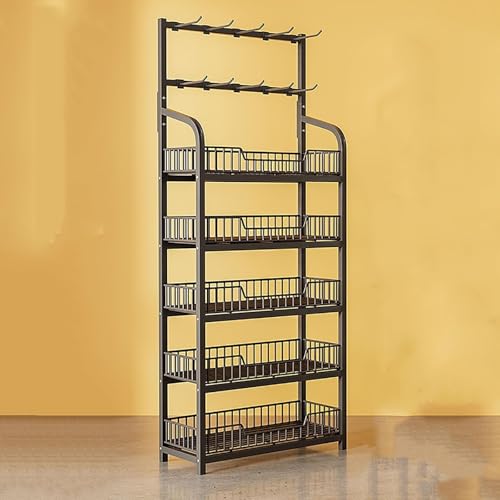 YKMYXZ, 3/4/5 Regale Snack Rack/Weiß Supermarkt Snacks Regal, Einzelhandel Display Racks(Black,5 Tiers) von YKMYXZ