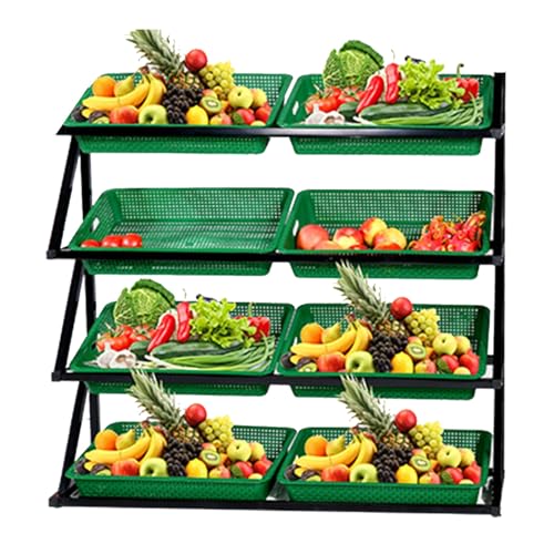 YKMYXZ, 4/5-lagiges Supermarkt-Obst- und Gemüse-Ausstellungsregal, Frischwaren-Marktstand mit 8/10 Körben(4 Tier) von YKMYXZ