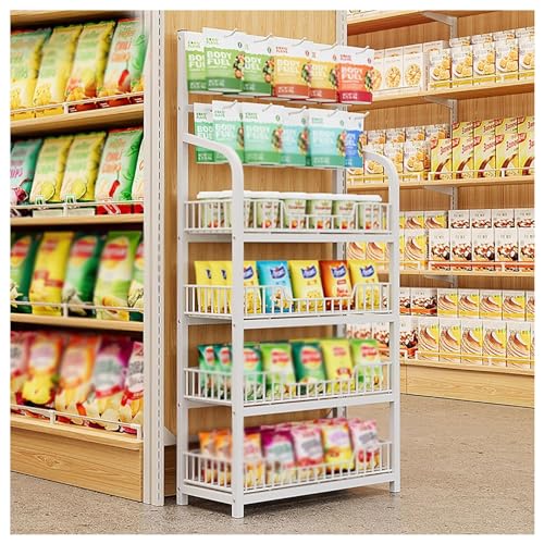 YKMYXZ, 4–5-stöckiges Snackregal/weißes Supermarkt-Snackregal, großes Kartoffelchips-Präsentationsregal, for das Büro(Bianco,4Tier 60x27x146cm) von YKMYXZ