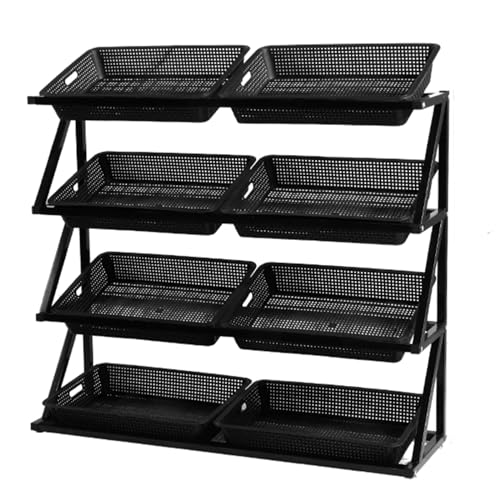 YKMYXZ, 43 Zoll großes Lagerregal aus Korbwaren for Snacks, Kartoffeln, Zwiebeln und Obst und Gemüse, Convenience Store-Display mit abgeschrägter Öffnung(Black) von YKMYXZ