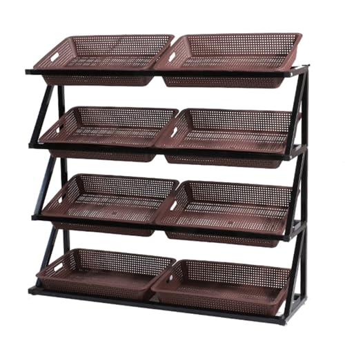 YKMYXZ, 43 Zoll großes Lagerregal aus Korbwaren for Snacks, Kartoffeln, Zwiebeln und Obst und Gemüse, Convenience Store-Display mit abgeschrägter Öffnung(Brown) von YKMYXZ