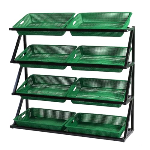YKMYXZ, 43 Zoll großes Lagerregal aus Korbwaren for Snacks, Kartoffeln, Zwiebeln und Obst und Gemüse, Convenience Store-Display mit abgeschrägter Öffnung(Green) von YKMYXZ