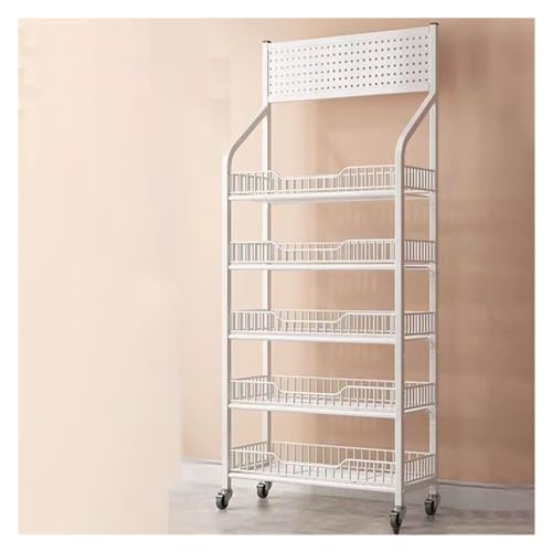YKMYXZ, 5-stöckige Einzelhandels-Ausstellungsständer, Metallregal for die Einzelhandelsausstellung for Kaugummi/Schokolade/Getränke(White,60 * 27 * 165cm) von YKMYXZ