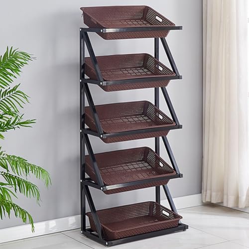 YKMYXZ, 5-stufiger Snack-Organizer for den gewerblichen Supermarkt, 5/10 Körbe for Küche, Büro, Geschäft, Supermarkt(Brown,Single) von YKMYXZ