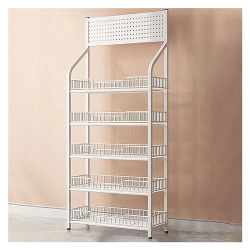 YKMYXZ, 5-stufiges Snack-Regal for Geschäfte, Supermarkt-Chip-Konzessions-Süßigkeiten-Organizer for den Boden(White,60 * 27 * 165cm) von YKMYXZ