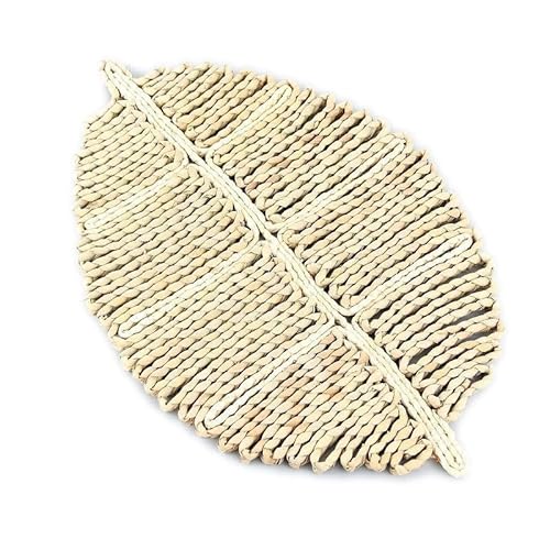 YKMYXZ, 50 * 33/25 * 16cm blattförmige gewebte Tischsets, natürliche Tischsets, strohgeflochtene Rattan-Tischsets, rutschfeste handgewebte Tischsets for den Tisch(Natural1 50 * 33cm) von YKMYXZ