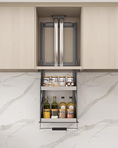 YKMYXZ, Ausziehbares Regal for Oberschränke, ausziehbares Gewürzregal for Küchenschränke, Schrank-Hebekorb-Organizer(55cm/21.7in Width) von YKMYXZ