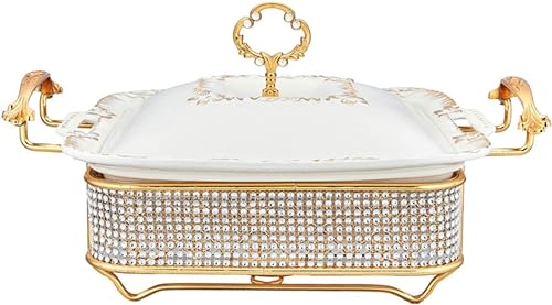 YKMYXZ， Chafing Dish-Buffet-Set aus Keramik, Chafing Dish und Buffetwärmer-Set in voller Größe mit Diamant-Dekoration, geeignet for Buffet-Catering-Küchenpartys(B,1.8L) von YKMYXZ