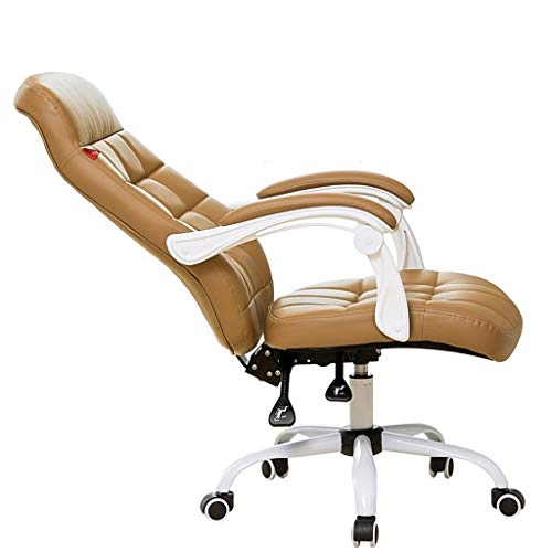 YKMYXZ， Extra gepolsterter Bürostuhl, Chefsessel mit hoher Rückenlehne, Kunstleder, bequemer Liegestuhl, PC-Stuhl, drehbarer Computer-Schreibtischstuhl, Home Office/Braun(Brown) von YKMYXZ