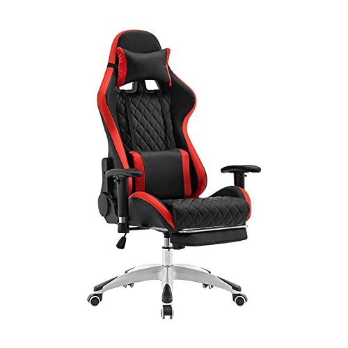 YKMYXZ， Gamichair Racioffice Ergonomischer Computerstuhl mit hoher Rückenlehne, Schreibtischstuhl aus Pu-Leder mit Kopfstütze und Lordosenstütze, Fußstütze, ergonomische Videospielstühle/B(A) von YKMYXZ