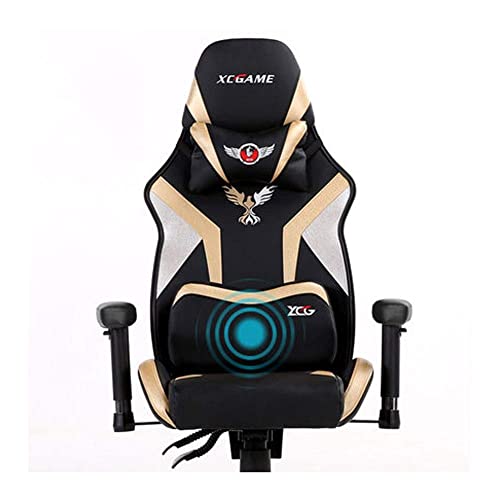 YKMYXZ， Gamiswivel Lederstuhl,Ergonomischer Home-Office-Computer-Schreibtischstuhl,Raciasessel mit hoher Rückenlehne aus Pu-Leder mit Lendenkissen/Schwarz D(Black D) von YKMYXZ